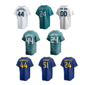 2023 Novo Atacado Top Costurado Camisas De Beisebol Seattle 44 Julio Rodriguez 24 Ken Griffey Jr. 51 Ichiro