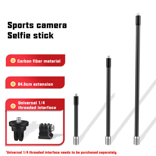 Custom Logo/Packaging Available:Carbon Fiber Selfie Stick 1/4 Thread Extension Pole for GoPro Hero Insta360 DJI Action Camera