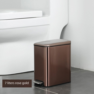 Cubo de basura de cocina de acero inoxidable de cierre suave grande de nuevo diseño cubo de basura interior/exterior Pedal de PIE forma Rectangular Mini residuos - Product Image 5