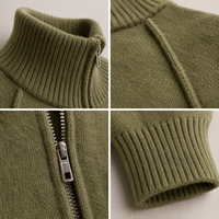 Cardigan en maille décontracté pour femme Lazy Wind, couleur unie, col montant, anti-plis, avec logo frontal, collection automne/hiver