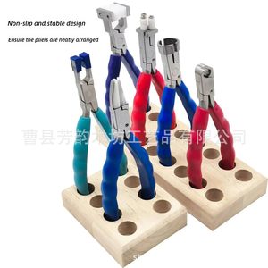Wooden Pliers Organizer With Round And Pointed Nozzles Multi Functional <b>Desktop</b> <b>Shelf</b> Perforated Base Standing Type - Product Image 1