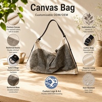Sac fourre-tout en toile souple et durable, grande capacité, sangle réglable, pour le shopping, les voyages, décontracté, personnalisable, ODM, OEM