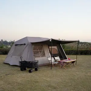GOFUN两卧室家庭帐篷，防水加长遮阳篷自动帐篷，屋脊13专业户外野营帐篷，带篷/