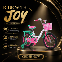 Bicicleta de Acero al Carbono de Una Velocidad con Cuadro de 16 Pulgadas para Niñas, con Ruedas de Entrenamiento, Estilo Personalizado, Precio de Fábrica