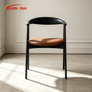 Sedie da Pranzo di Lusso in Stile Nordico, Struttura in Legno di Frassino Nero con Braccioli, Rivestimento in PU per Hotel e Appartamenti - Product Image 2