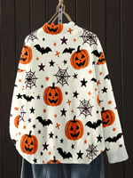 Cardigan tricoté pour femme avec imprimé citrouille d'Halloween, personnalisé par transfert thermique, idéal pour un usage quotidien décontracté ou festif