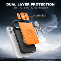 Coque de téléphone texturée en tissu pour iPhone 18 17 16 15 Pro Max avec béquille rotative à 360° et anneau de maintien antidérapant