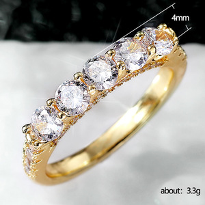Anello con Cristallo Singolo per Donne, Tono Dorato, Elegante per Uso Quotidiano, Accessorio di Moda - Product Image 5