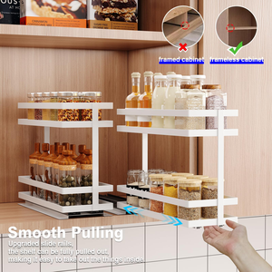 Étagère de rangement coulissante pour épices, sans assemblage, à 2 niveaux, pour les armoires supérieures intérieures - Product Image 5
