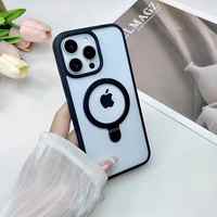Coque de téléphone pour iPhone 16 Pro Max, anneau métallique magnétique, support, antichoc, anti-poussière, protection intégrale, PC dur, TPU souple