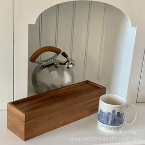 Caja de almacenamiento de bolsitas de té de madera maciza, compartimento rectangular dividido para el hogar, oficina, sala de té - Product Image 3