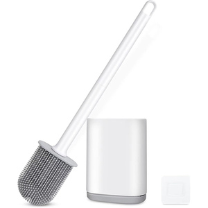 Nuevo juego de escobilla de baño ecológica de PP para montar en la pared con soporte y cepillos de limpieza de silicona - Product Image 1