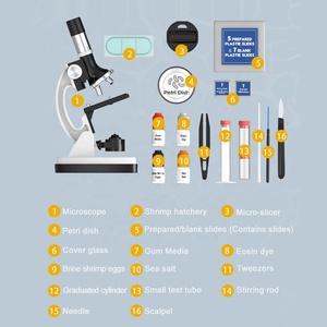 Microscopio de Ciencia para Niños, Kit de Metal con caja de transporte, 100x-1200x, 28 Uds. - Product Image 3