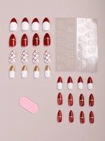 Ventes chaudes, faux ongles écologiques, couverture complète, ongles à presser avec colle, salon, design français, amande longue, doigt