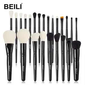 BEILI professionnel chèvre cheveux naturels pinceaux de maquillage doux moelleux grand pinceau à poudre complet 24 pièces ensemble de pinceaux de maquillage manche en bois