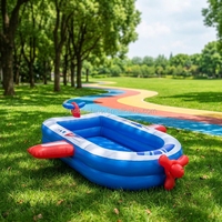 Nouveau bleu avion thème famille gonflable arroseur piscine extérieure Splash enfant piscine à balles avec coup pataugeoire