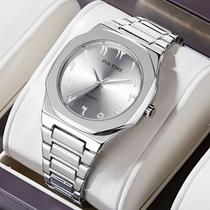 Venta al por mayor de relojes de lujo con logotipo personalizado de negocios de aleación de plata banda esfera árabe para hombres logotipo personalizado Montre Pour Homme Arabe - Product Image 5