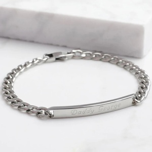 Inspire jewelry – bracelet personnalisé en acier inoxydable pour hommes, avec barre de gravure, chaîne <span class=keywords><strong>gourmette</strong></span>, vente en gros - Product Image 6