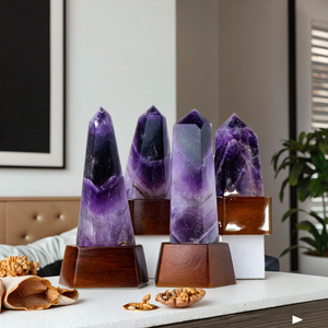 Venta al por Mayor de Cristal de Cuarzo Natural, Modelo de Pirámide <span class=keywords><strong>Hexagonal</strong></span>, Varita de Punta de Amatista de Ensueño, Piedras Curativas de Feng Shui para Decoración - Product Image 4