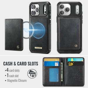 Coque de téléphone CaseMe en cuir PU avec support magnétique <span class=keywords><strong>2</strong></span>-en-<span class=keywords><strong>1</strong></span> et chargeur sans fil intégré pour iPhone 17 Pro, avec porte-cartes pour iPhone 17 - Product Image 2
