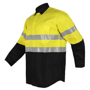 Chemise de travail haute visibilité pour hommes, manches longues, vêtements de sécurité réfléchissants, jaune noir, coton respirant, résistant à l'abrasion, tailles M L XL - Product Image 4