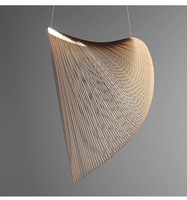 Lampe suspendue LED dorée Wabi-Sabi japonaise en contreplaqué découpé au laser, lampe sculpturale pour salon, salle à manger, restaurant