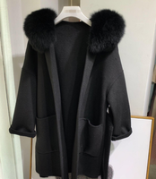 Manteau en laine véritable de luxe avec fourrure de renard véritable, collection automne-hiver 2023, pour femmes, de marque européenne renommée
