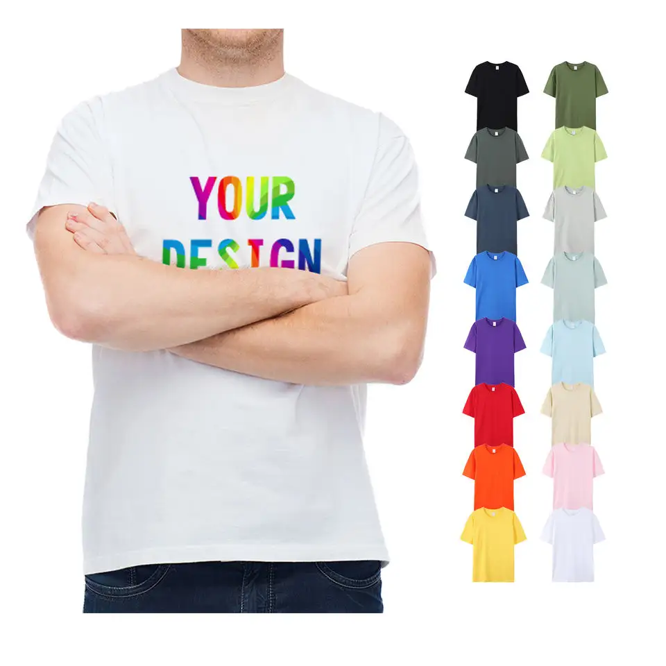100% Cotton Blank Tshirt Plain Assorted Mix Color Size Men's Logo Printing Custom T Shirt