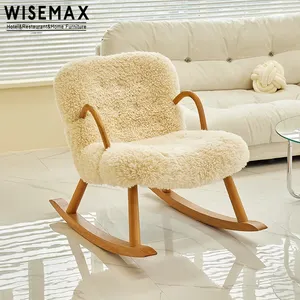 WISEMAX kursi goyang Skandinavia, kursi goyang ruang tamu santai kayu untuk dewasa, kamar tidur, kursi santai mewah