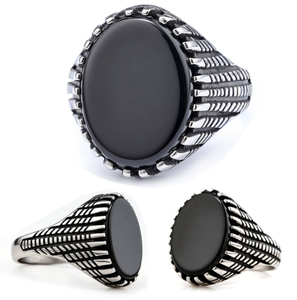 Bán buôn nóng bán thép không gỉ không gỉ phong cách Retro Độc Đoán đá quý Zircon Vòng - Product Image 2