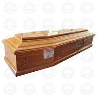 Ataúd de Madera Maciza Pulida de Alto Brillo Estilo Europeo, Ecológico, Tallado a Mano con Motivo de la Última Cena, Color Personalizado para Funerales