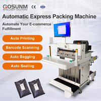 Machine d'emballage de colis e-commerce entièrement automatique à grande vitesse avec imprimante d'étiquettes d'expédition et scanner de codes-barres pour sacs alimentaires/horaire