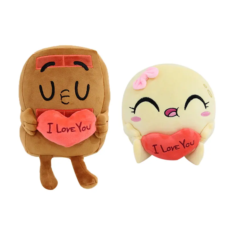 Custom Cute Choco and Pancake in Love Plush Dolls Stuffed Toys Kids Christmas and New Year Gifts Wholesale