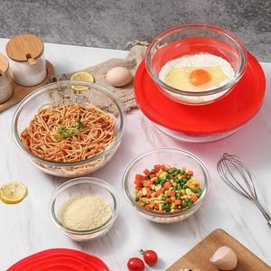 Bol à salade en verre borosilicate, de grande capacité, bol à soupe avec couvercle 1 pièce - Product Image 4