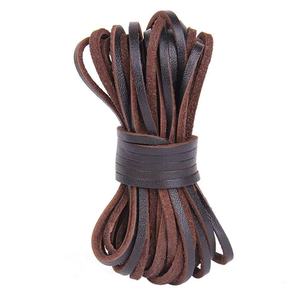 DIY Jewelry Material Handmade Beaded Accessories Cowhide <strong>Strip</strong> 3MM Wide Head Layer Flat <strong>Leather</strong> Rope Bead Caps Bracelet Necklace - Product Image 4