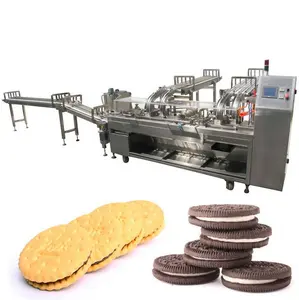 Tam otomatik gofret bisküvi makinesi üretim hattı sert yumuşak küçük bisküvi yapma makinesi fiyat