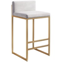 Tabouret de bar moderne en fer, simple, nordique, doré, luxe léger, personnalisable, avec dossier et sans accoudoirs, pour bar à domicile