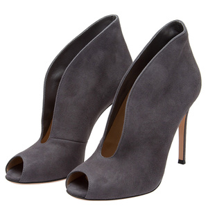 Sandales d'été en daim à bout ouvert pour femmes, bottines à talons compensés hauts, <span class=keywords><strong>bottes</strong></span> courtes sexy à découpe en V à enfiler pour femmes - Product Image 1