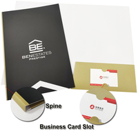Dossier de présentation A4 A5 en papier couleur, Design personnalisé gratuit avec fente pour carte de visite, impression de dossier de fichier de poche