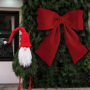 Grands nœuds floqués pour sapin de Noël, nœuds rouges pour décorations de Noël, pour arbre, clôture, escalier, rampe, cheminée - Product Image 3