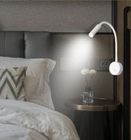 Фабричная низкая цена 3 Вт светодиодная Современная Электрическая лампа для чтения, гибкая светодиодная книжная лампа на шею, прикроватная настенная лампа черного/белого цвета