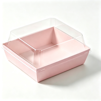 Conteneur alimentaire en papier 13,5x12,5 cm avec couvercle en dôme transparent, hauteur 6,5 cm, compartiment unique, boîte jetable à emporter, logo personnalisé