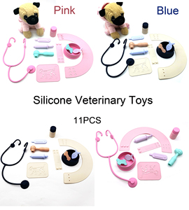 Cadeau d'anniversaire <span class=keywords><strong>Jouet</strong></span> préscolaire Jeu de simulation Jouets pour chiens pour enfants Kit de soins pour chiots Mini jeu de vétérinaire Ensemble de jeu vétérinaire en silicone - Product Image 2