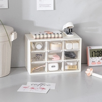 Boîte de rangement à neuf compartiments pour bijoux, organiseur de bureau pour papeterie, étui transparent pour cosmétiques, maison et bureau, en PP