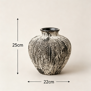 Set di <span class=keywords><strong>Vasi</strong></span> <span class=keywords><strong>in</strong></span> Ceramica Nera e Bianca con Scanalature Verticali e Texture Invecchiata, Decorazione Wabi Sabi per Credenza <span class=keywords><strong>in</strong></span> Legno - Product Image 5
