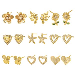 Pendientes de Cristal con Forma de Corazón, Chapados en Oro, Joyería Romántica para Mujer, Joyería de Moda, Pendientes Pequeños - Product Image 1