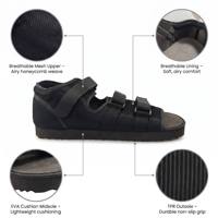 Chaussure de récupération respirante en maille à semelle plate avec fermeture auto-agrippante, coussin EVA antidérapant pour plâtre de pied, post-opératoire et soin des hallux valgus