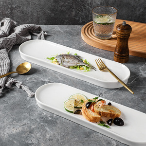 จานเซรามิครูปทรงสี่เหลี่ยมผืนผ้าสำหรับเสิร์ฟซูชิ เค้ก แฮมเบอร์เกอร์ สเต็ก ของหวาน พาสต้า ซาซิมิ สลัด ถาดเสิร์ฟอาหาร จานโชว์อาหาร ภาชนะสำหรับร้านอาหาร ภาชนะสำหรับมื้อค่ำ - Product Image 5