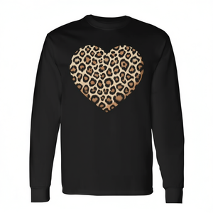 Camiseta de manga larga con diseño de corazón de leopardo y guepardo, diseño de moda unisex para adultos - Product Image 2