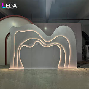 LEDA New Design Custom Multi- layer <b>White</b> <b>Acrylic</b> with Light Strips Backdrop Arch for Wedding Stage Events Decoration - Product Image 4